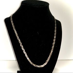 925 STERLING SILVER 18” braided herringbone necklace